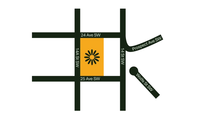 Location map showing The Daisy at 14A Street SW in Bankview, Calgary