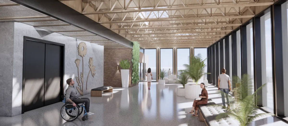 Interior rendering of The Daisy's rooftop spaces